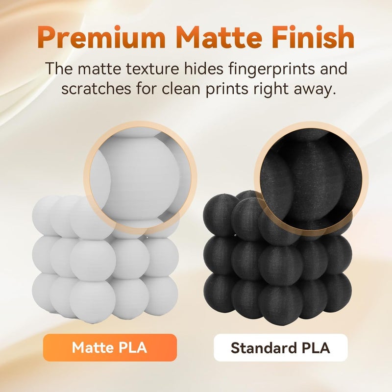 FLASHFORGE PLA Filament 1.75mm +/- 0.02mm, Matte White 3D Printer Filament 1kg (2.2lbs) Spool, Excellent Printing Performance, Easy to Use for Most FDM 3D Printers - Image 4